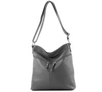 modamoda de T196 Borsa a tracolla da donna in pelle made in Italy, grafite, m