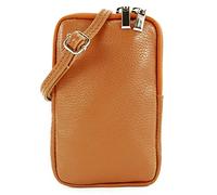 modamoda de - T197 - ital. Leder Umhänge- / Handytasche Klein, Colore:Cognac