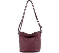 modamoda de - T198 - Borsa a tracolla italiana piccola in pelle, Viola Bordeaux