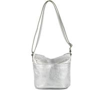 modamoda de - T198 - Borsa a tracolla piccola piccola in pelle, Argento metallizzato, s