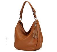 modamoda de - T200 - borsa a tracolla/spalla in pelle ital, Colore:Cognac