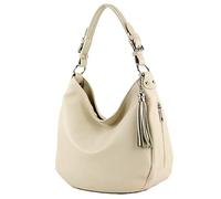 modamoda de - T200 - borsa a tracolla/spalla in pelle ital, Colore:Crema2