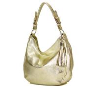 modamoda de - T200 - borsa a tracolla/spalla in pelle ital, Colore:Lightgold Metallic