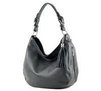 modamoda de - T200 - borsa a tracolla/spalla in pelle ital, Colore:Nero