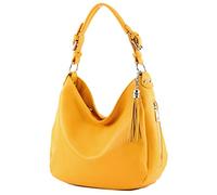 modamoda de - T200 - borsa a tracolla/spalla in pelle ital, Colore:rapsgelb