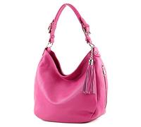 modamoda de - T200 - borsa a tracolla/spalla in pelle ital, Colore:Rosa Molto Scuro