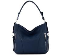modamoda de - T202 - ital. Borsa a tracolla da donna in pelle, blu zaffiro, m
