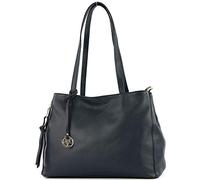 modamoda de - T205 - Borsa italiana a tracolla/manico in pelle, Colore:Dark Blue
