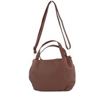 modamoda de T218 - Borsa a tracolla da donna in pelle, made in Italy, marrone cioccolato/metallo oro, s