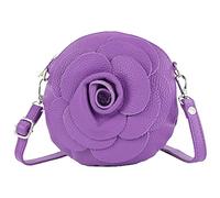 modamoda de T225 Borsa a tracolla da donna in pelle borsa da sera pochette fiorite piccola fatta a mano in Italia, Lilla, s