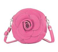 modamoda de T225 Borsa a tracolla da donna in pelle borsa da sera pochette fiorite piccola fatta a mano in Italia, Magenta, s