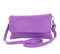 modamoda de - T226 - ital. Frizione Umhängetasche Klein Echtleder, Colore: Viola, Viola, Small