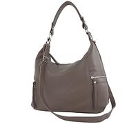 modamoda de - T229 - Borsa a tracolla in pelle, cioccolata fondente, L