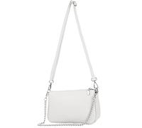 modamoda de T237 Leder Umhängetasche Schultertasche mit Kette Small borsa a spalla piccola realizzata a mano in Italia, bianco, Small