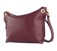 modamoda de - T243 / T252 - Ital. Piccola borsa a tracolla in pelle/camoscio, bordeaux viola, S