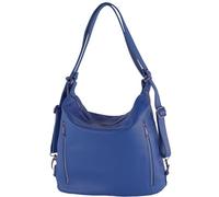 modamoda de - T249 - ital. Zaino 2 in 1 da donna in pelle, Blu Segnalblau, Medium