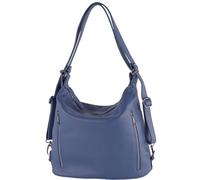 modamoda de - T249 - ital. Zaino da donna 2 in 1 in pelle, blu zaffiro, m