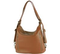 modamoda de - T249 - ital. Zaino da donna 2 in 1 in pelle, cognac, m