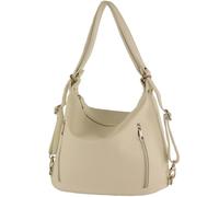 modamoda de - T249 - ital. Zaino da donna 2 in 1 in pelle, crema, m