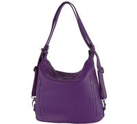 modamoda de - T249 - ital. Zaino da donna 2 in 1 in pelle, Lilla, m
