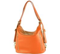 modamoda de T249 zaino donna borsa a tracolla 2 in 1 in pelle made in italy, Colore: arancione., m