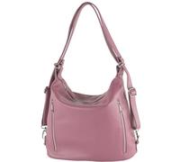 modamoda de T249 zaino donna borsa a tracolla 2 in 1 in pelle made in italy, rosa antico, m