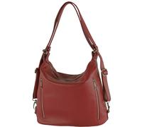 modamoda de T249 zaino donna borsa a tracolla 2 in 1 in pelle made in italy, rosso porpora, m