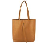 modamoda de - T253 - Ital. Borsa con manico con tasca interna in pelle, Cognac chiaro, m