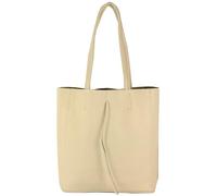 modamoda de - T253 - Ital. Borsa con manico con tasca interna in pelle, crema, m