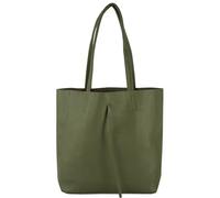 modamoda de - T253 - Ital. Borsa con manico con tasca interna in pelle, verde oliva, m