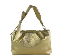 modamoda de - T254 - ital. Borsa da donna piccola in pelle, Oro chiaro metallizzato, s
