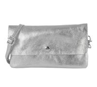 modamoda de - T257 - Borsa a tracolla in vera pelle Small Made in Italy, Argento metallizzato, s