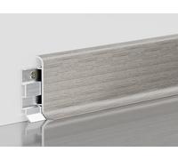 Modanatura battiscopa in alluminio da 7,6 cm con finitura a venature del legno, include adattatori di collegamento e guide di montaggio per una facile installazione, rivestimento in metallo resistente