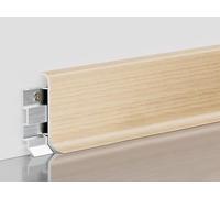 Modanatura battiscopa in alluminio da 7,6 cm con finitura a venature del legno, include adattatori di collegamento e guide di montaggio per una facile installazione, rivestimento in metallo resistente