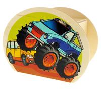 Modanatura Legno Piggy Bank Monstertruck Bxlxh 65x115x85mm Nuovo Denaro Salva