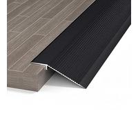 Modanatura per pavimento in lega di alluminio per sala da pranzo, ufficio, camera da letto, bagno, modanature per porte, piastrelle, laminato, pavimenti in vinile, per soglie alte 1-4 cm (Schwarz, 115