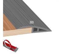 Modanatura per porte in PVC, 2 m x 5 cm, profilo di transizione autoadesiva, per pavimenti in parquet, traversa (venature del legno grigio)
