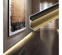 Modanatura per soffitto, battiscopa e Cornice in Alluminio con LED, Illuminazione indiretta a Gola e battiscopa, Canale Decorativo a LED Nero da 9,5 m/31,1 Piedi per cornici a Parete e soffi