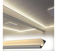 Modanatura per soffitto, Canale di Modanatura a LED per Strisce LED - Profilo in Alluminio 3M per Illuminazione indiretta - Battiscopa e Finiture per soffitto su Misura - Finitura Bianca, 3
