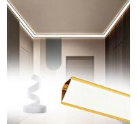 Modanature Decorative per soffitti, Canale LED Dorato in Alluminio per cornici Decorative, Binario diffusore LED per soffitti da 75,5 Piedi con Copertura in policarbonato, soluzioni di Illum