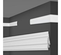 MARBET DESIGN Profili da Parete Bianchi in Plastica HDPS - 2 Metri, Profili Decorativi per Pareti, Profilo Piatto, Cornici in Gesso, Profili Ornamentali (HW-3 47x8 mm, 10 Metri / 5 Profili)