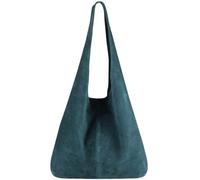 Modarno Borsa a tracolla da donna in pelle scamosciata pochette, borsa a tracolla, shopper, da donna, in vera pelle (Ottanio)