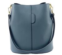 Modarno Borsetta a Secchiello Giulia in Vera Pelle Dollaro 23x16x27 cm (Blu Avio)
