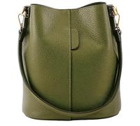 Modarno Borsetta a Secchiello Giulia in Vera Pelle Dollaro 23x16x27 cm (Verde Oliva)