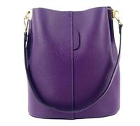 Modarno Borsetta a Secchiello Giulia in Vera Pelle Dollaro 23x16x27 cm (Viola)