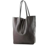 Modarno Shopper Bag a spalla in pelle con doppio manico, Shopper Large con tasca interna in pelle (Testa Di Moro)
