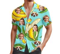 Modaworld Camicia Hawaiana Uomo con Stampa Personale del Viso | Camicia Floreale Personalizzata con Foto per Estate, Spiaggia e Feste | Leggera in Poliestere, Taglie M-3XL