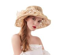 Modaworld Cappello da Cerimonia da Donna a Tesa Larga Cappelli da Sposa Nuziale per Feste Britanniche Cappellino da Viaggio Bohémien da Donna Cappelli da Spiaggia All'Aperto Estivi