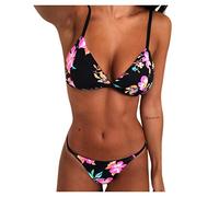 Modaworld Costumi da Bagno Due Pezzi Halter Triangolo Top Stampa Floreale Bikini da Donna Mare Vita Bassa Perizoma Fondo Bikini da Spiaggia