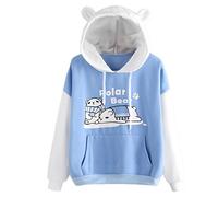 Modaworld Felpa con Cappuccio Donna Giapponese da Bambina con Stampa di Gatto Mangia Il Pesce Carini Elegante Pullover Hoodie a Maniche Lunghe Sweatshirt Kawaii